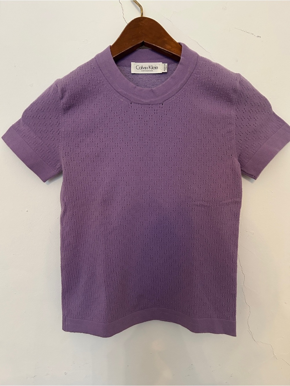 Vintage Calvin Klein Collection Lavender crochet Short-Sleeve Tee